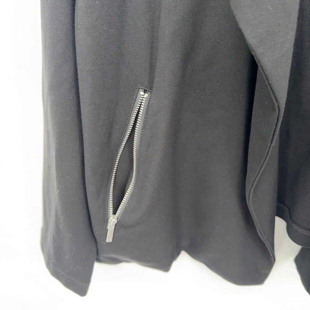 Massini Open Front Drape Neck Blazer Jacket Neutral Layering Black Plus Size 1X - Picture 5 of 8